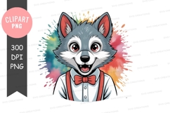 Playful wolf in bow tie Product Image 1
