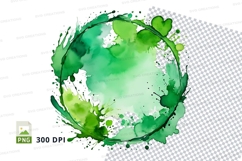 Green watercolor earth globe clipart png Product Image 1