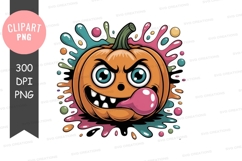 Angry pumpkin with bubble gum Product Image 1