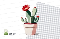 Illustrated cactus in a pot clipart png Product Image 1