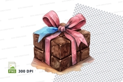 Chocolate gift box mockup with pink ribbon Product Image 1