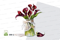 Calla lily bouquet in glass jar clipart png Product Image 1