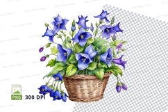 Blue bell flowers in basket clipart png Product Image 1