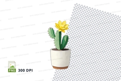 Cactus with yellow flower in pot clipart png Product Image 1