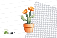 Clipart png of a potted cactus with orange flowers Product Image 1