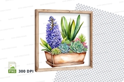Watercolor floral arrangement in pot clipart png Product Image 1