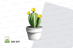 Clipart png of a potted cactus with yellow flowers Product Image 1