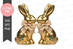 Golden easter bunny clipart png Product Image 1