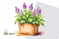 Clipart png of potted purple flowers Product Image 1