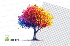 Colorful polygonal tree clipart png Product Image 1
