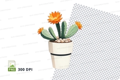 Illustrated cactus in pot clipart png Product Image 1