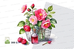 Flower bouquet and perfume bottle clipart png Product Image 1