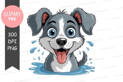 Happy puppy playing in water Product Image 1