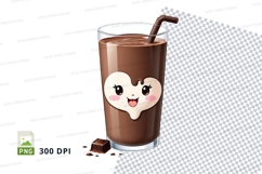 Chocolate milkshake clipart with heart-shaped face Product Image 1