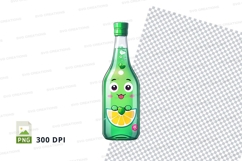 Green bottle mockup with cartoon face Product Image 1