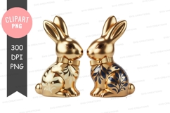 Golden easter bunny clipart png Product Image 1