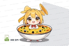Cartoon girl in bowl of food clipart Product Image 1