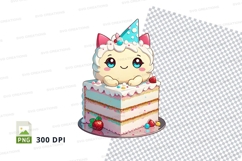 Cartoon cat birthday cake clipart png Product Image 1