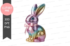 Rainbow easter bunny clipart png Product Image 1