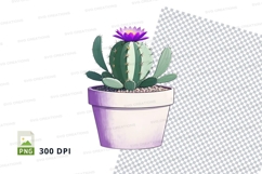 Potted cactus with purple flower clipart png Product Image 1