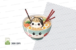 Cute kawaii ramen bowl clipart png Product Image 1