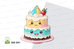 Cute cartoon two-tier birthday cake clipart png Product Image 1