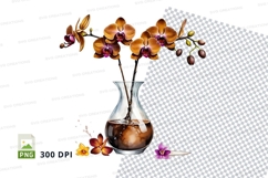 Orchid flower in vase clipart png Product Image 1