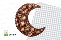 Chocolate moon shape with nuts clipart png Product Image 1