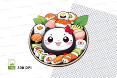 Cartoon cat sushi plate clipart png Product Image 1