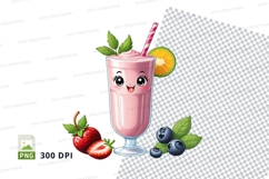 Strawberry smoothie clipart png Product Image 1