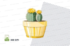 Clipart png of three cacti in a yellow pot Product Image 1