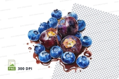 Blueberries with chocolate drizzle clipart png Product Image 1