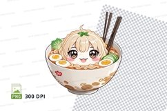 Anime character in ramen bowl clipart png Product Image 1