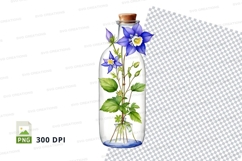Glass bottle with blue flower mockup Product Image 1