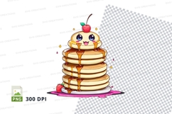 Stack of pancakes with face and cherry on top mockup Product Image 1
