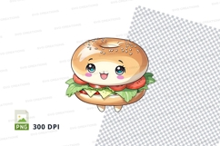 Cute bagel sandwich clipart png Product Image 1