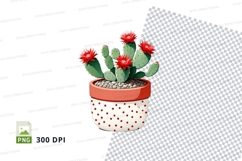 Cactus in polka dot pot clipart png Product Image 1