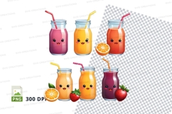 Set of six kawaii style juice bottle mockups Product Image 1