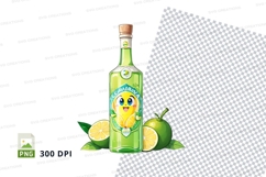 Green bottle mockup with lemons Product Image 1