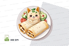 Illustrated burrito with cute cat character Product Image 1