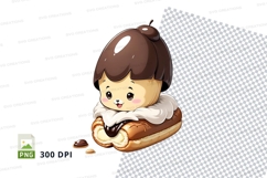 Cute cartoon character holding donut Product Image 1