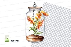Hanging terrarium mockup with orange flowers Product Image 1