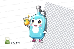 Cartoon beer bottle character holding a glass of beer Product Image 1
