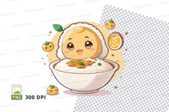 Cartoon character in bowl of food clipart png Product Image 1
