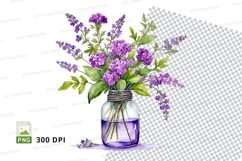 Vase with purple flowers clipart png Product Image 1