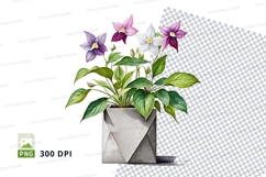 Flower pot with purple and white flowers mockup Product Image 1
