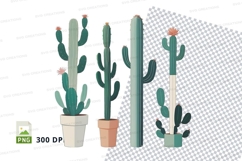Clipart png of various cacti in pots Product Image 1