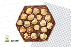 Hexagonal chocolate hazelnut candy clipart png Product Image 1