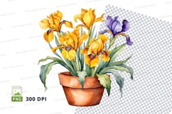 Flower pot with yellow and purple flowers mockup Product Image 1