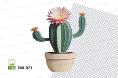 Clipart png of a potted cactus with flowers Product Image 1